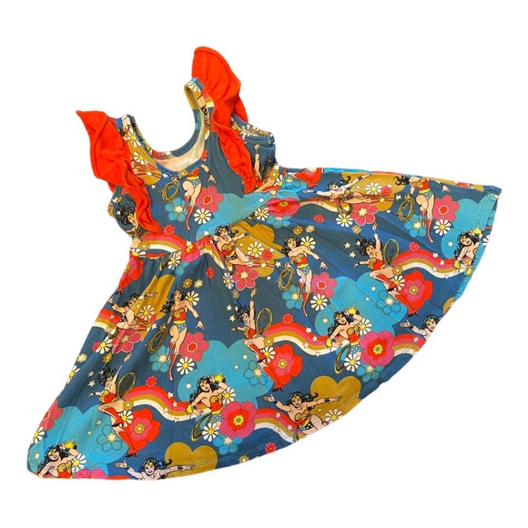 RAGS Tank Ruffle Swing Dress - 'Wonder Woman Floral' Warner Bros Collect… - Picture 1 of 5